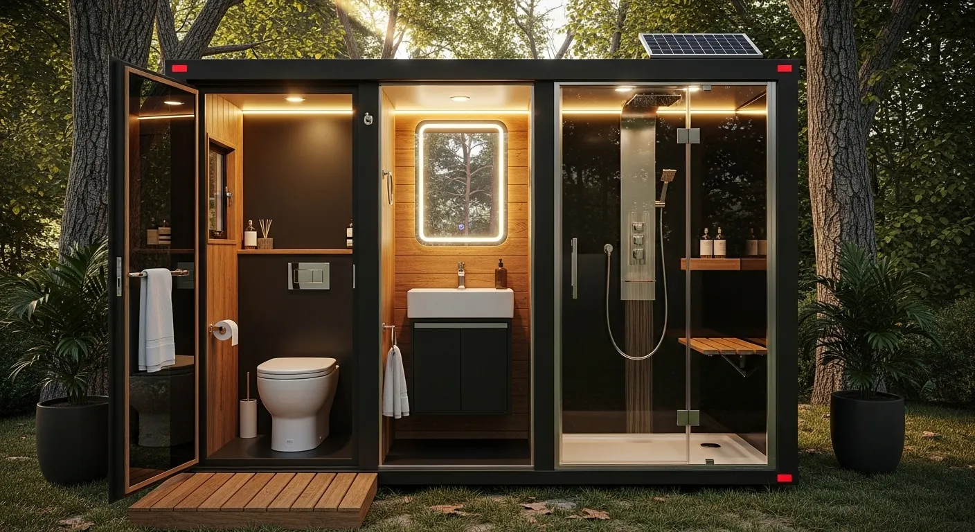 high-end portable toilet with shower