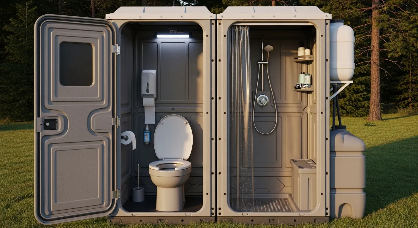 portable toilet with shower room